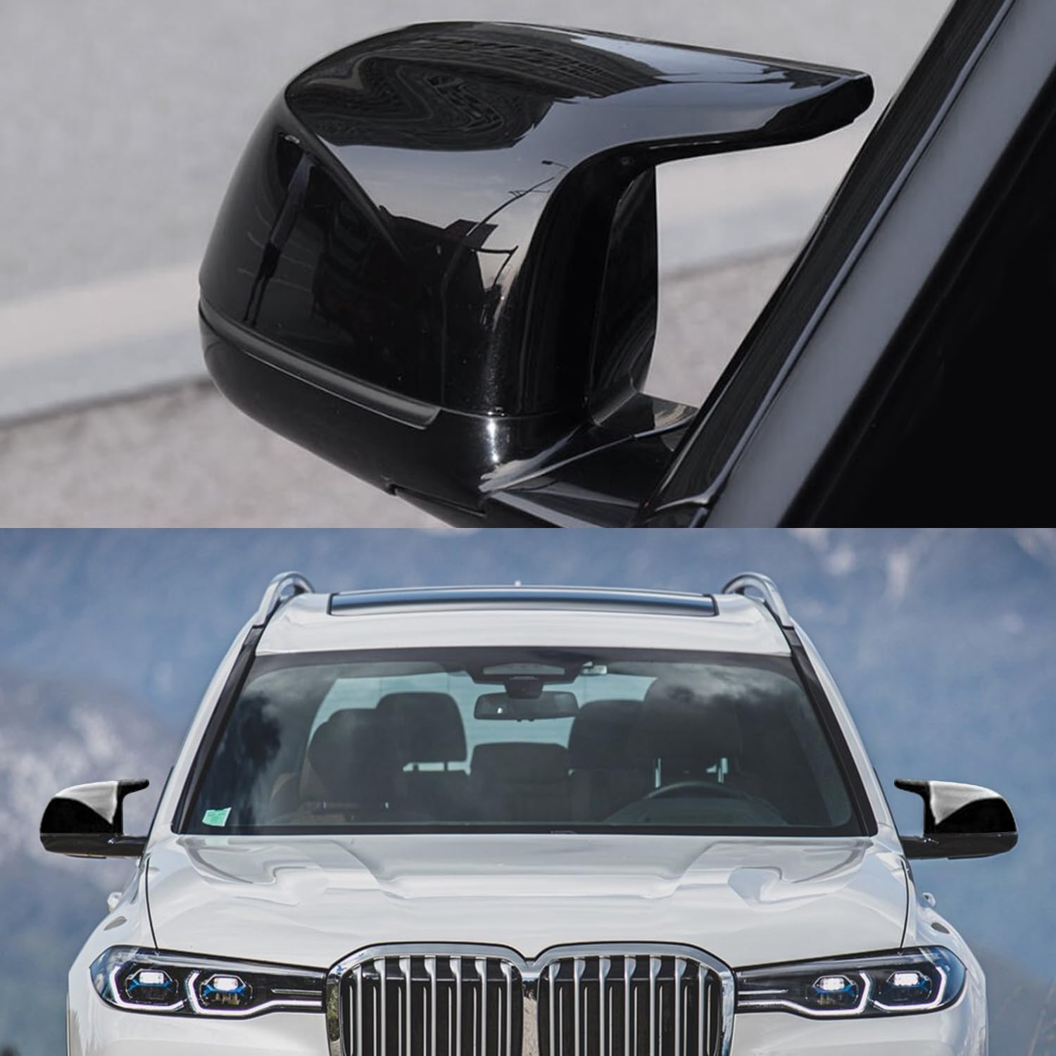 Coperchio Dello Specchio Laterale, Ricambio per Specchietto Retrovisore Compatibile con BMW X3 G01 X4 G02 X5 G05 X6 G06 2018-2022 iX3 2022-2023 X7 G07 2019, Nero Lucido, 2 Pezzi