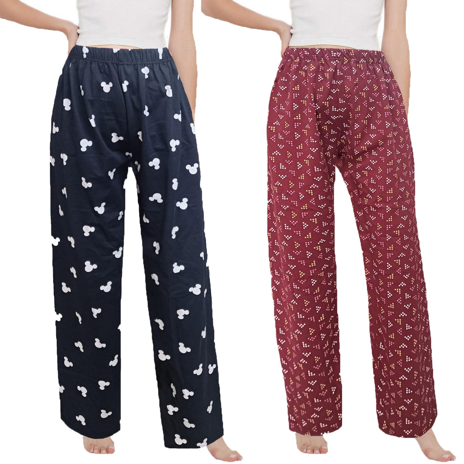brand flex Women Pajama Pants Comfy Pj Bottom Drawstring Sleepwear Wide Leg Lounge Pants Combo Of 2 Pack (Prints/Colour May Vary)-picture-20
