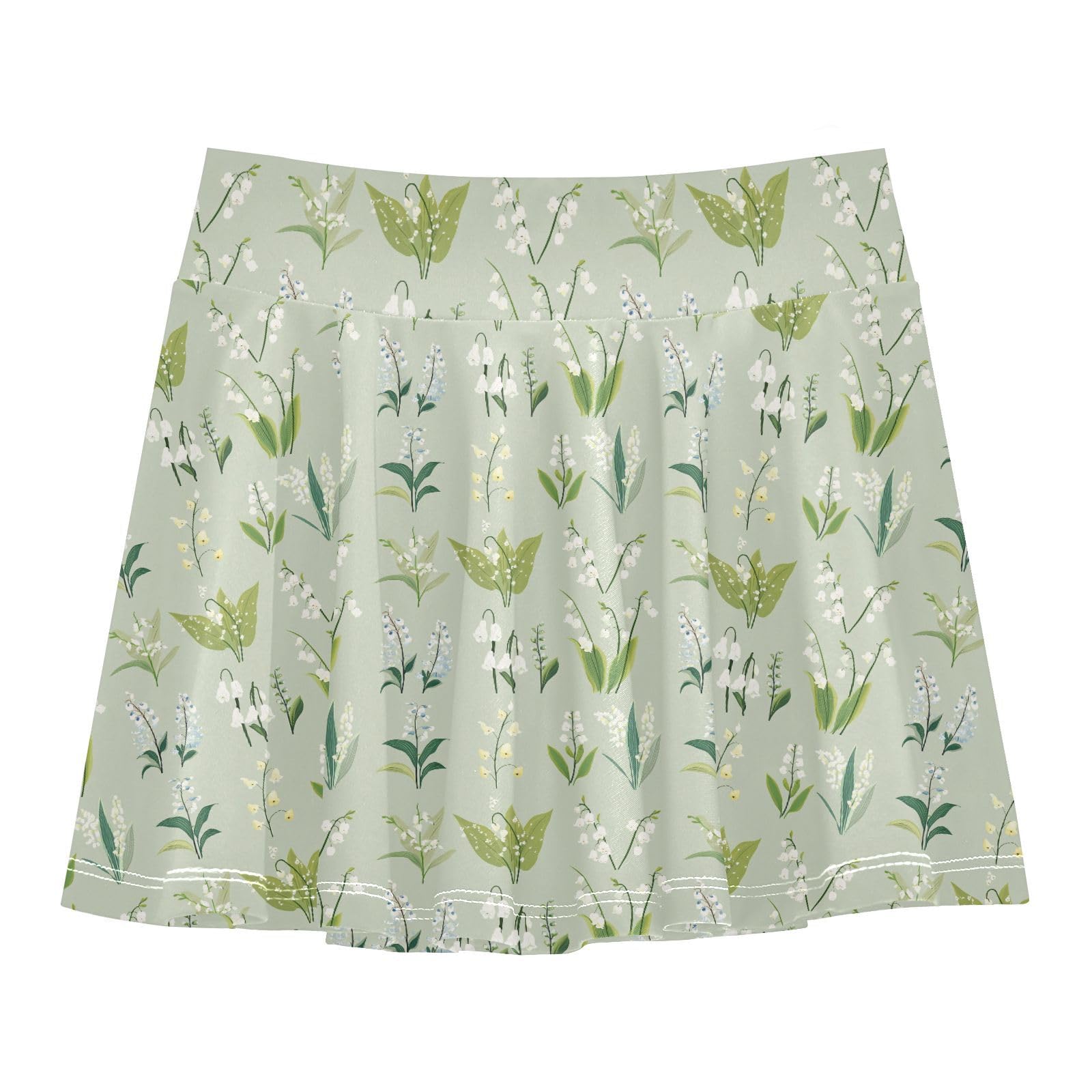 Lily of Valley Girls Tennis Skirt with Built-in Shorts Flowy Cheer Skirt with Pockets Girl Skorts