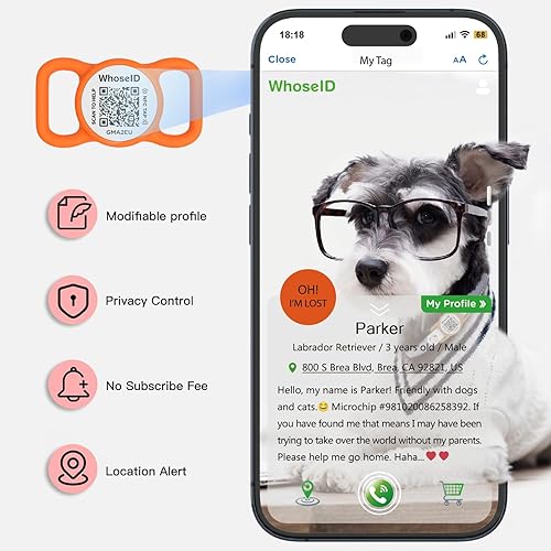 Miniatura 4 de WhoseID Etiqueta para perro con código QR con NFC, etiqueta de identificación personalizada de mascota, etiqueta de identificación de perro de