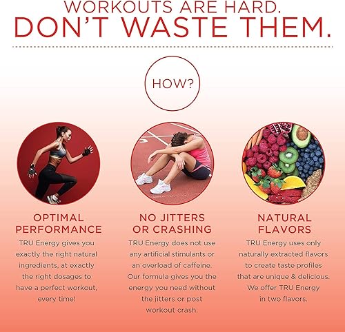 Miniatura 2 de TRU Supplements Energía, fórmula de entrenamiento preentrenamiento, apta para veganos, sin nerviosismo, mejora el rendimiento del entrenamiento,