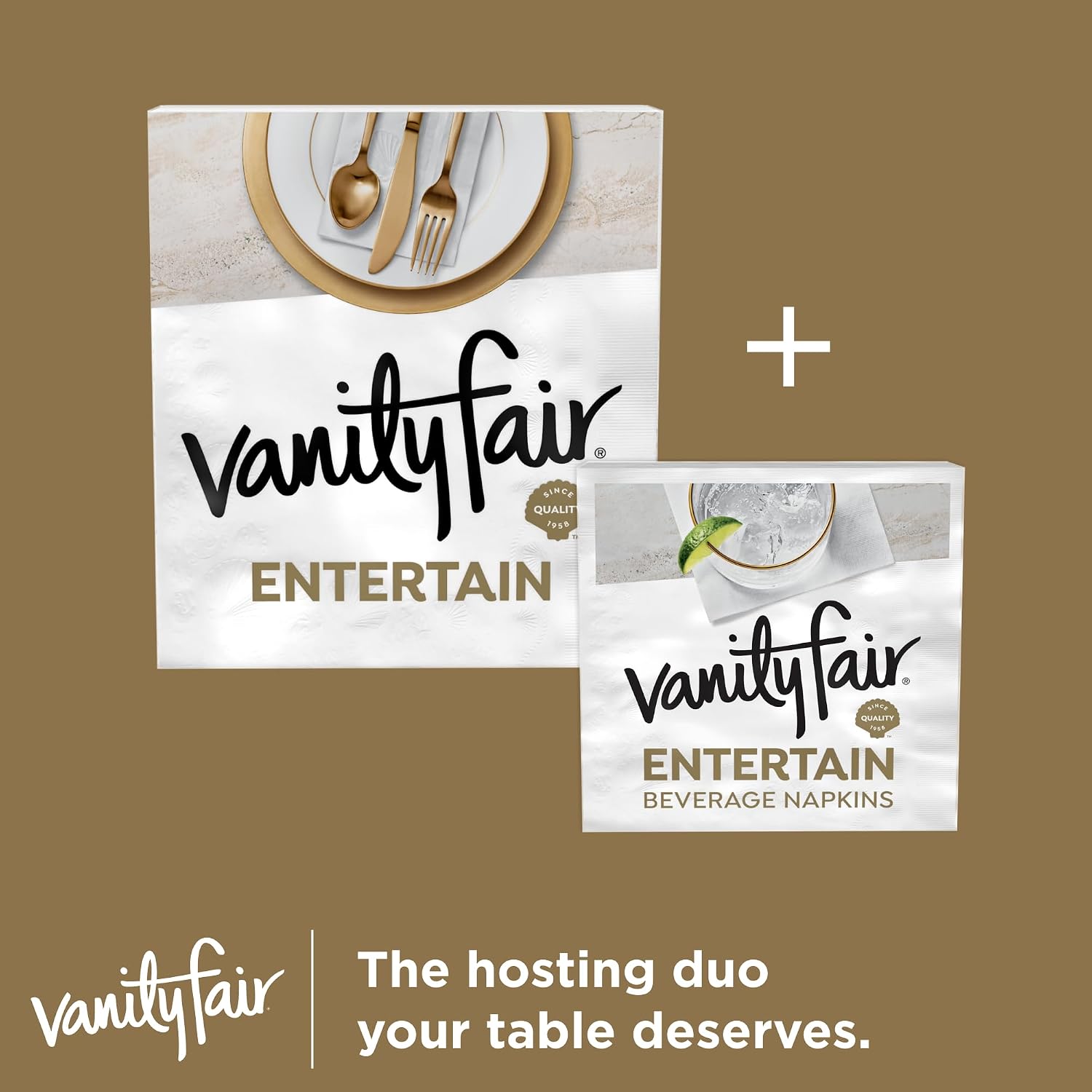 Vanity Fair Entertain Beverage Paper Napkins, 40 Count, Disposable Napkins Made For Entertaining And Events