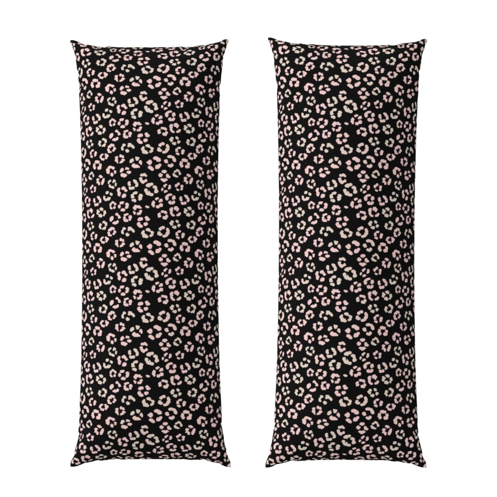 Body Pillow Cover 20x60 Inch, Rose Gold Black Cheetah Skin Wild Animal Leopard Print, Long Zippered Pillowcase, Breathable Flannel Fabric, Comfortable Protector for Men Women Bed Couch