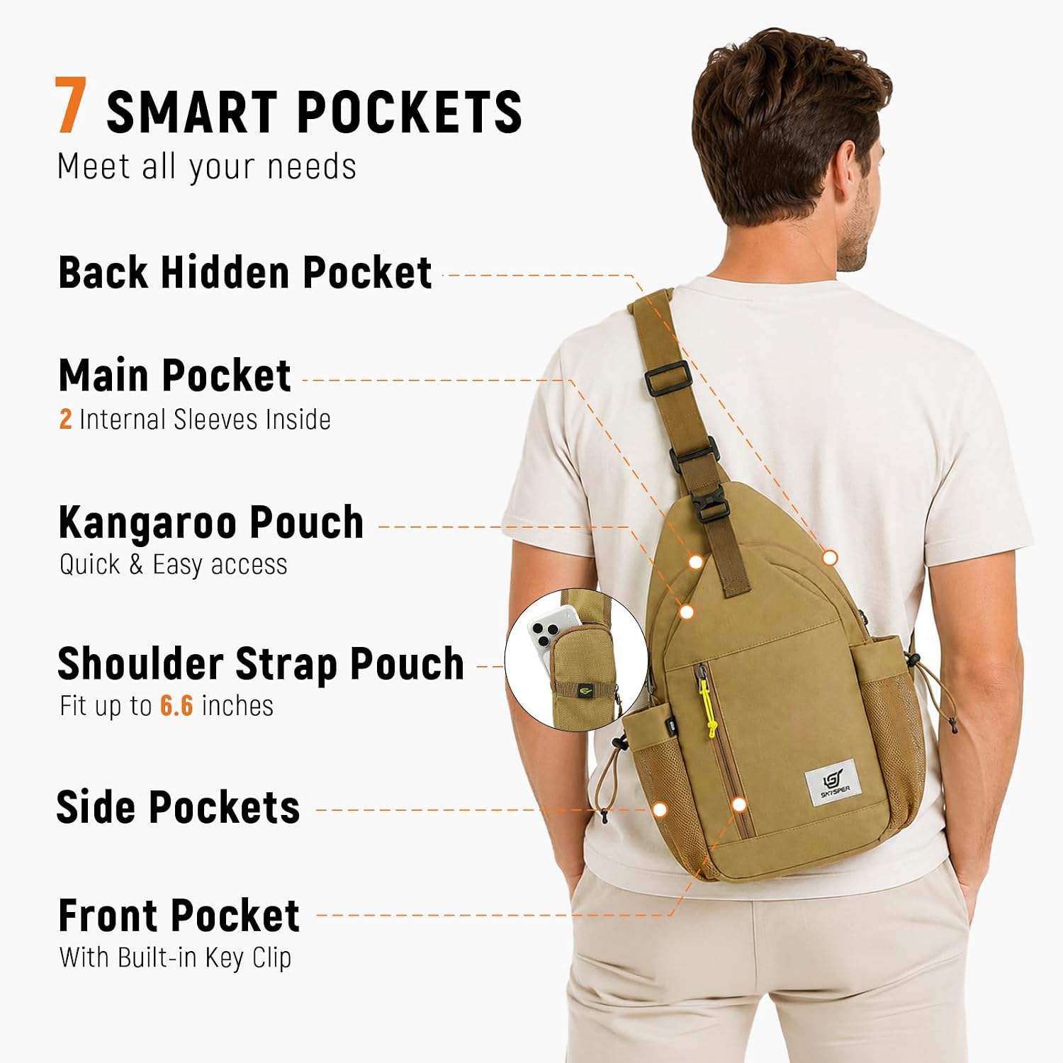 SKYSPER Sling Bag Anti-Theft Crossbody Bag RFID Travel Cross Body Shoulder Sling Backpack image 3