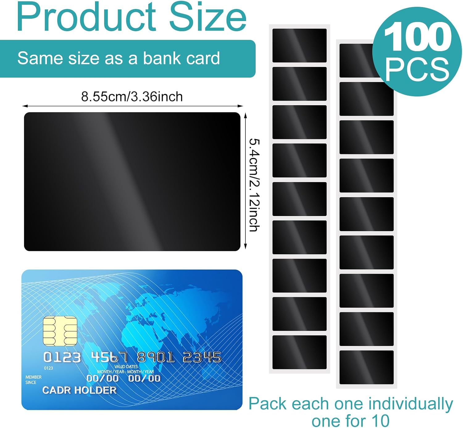 100 Pcs Black NFC Cards Rewritable Ntag 215 Blank PVC Card Programmable NFC Tag Business Black Card Chip Byte Tag Work with All NFC App Plastic ID NFC Tags for ID Badge Credit Cards Identification
