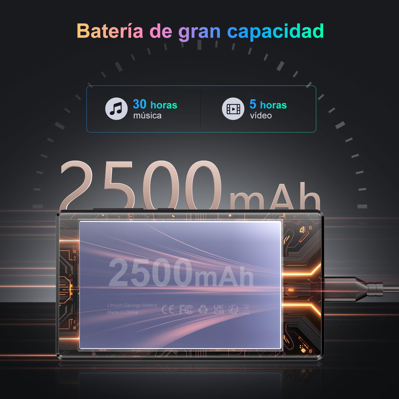 Oilsky 96GB Reproductor MP3 con WiFi y Bluetooth, 4,7'' 1280P Pantalla Táctil, Android 13.0 MP3 y MP4 Player con Spotify, Amazon Music, Play Store (Negro)