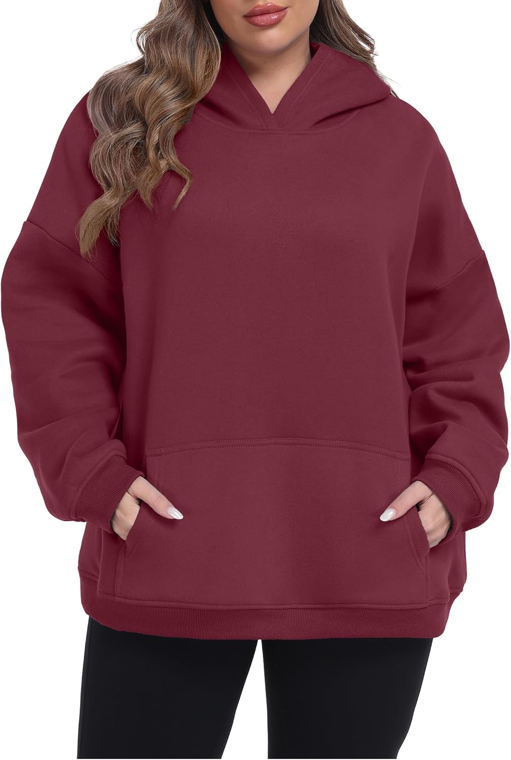 OLRIK Women Plus Size Hoodies Fleece-Lined Thick Sweatshirts with Kangaroo Pocket Cozy Hooded Pullover Fall Winter