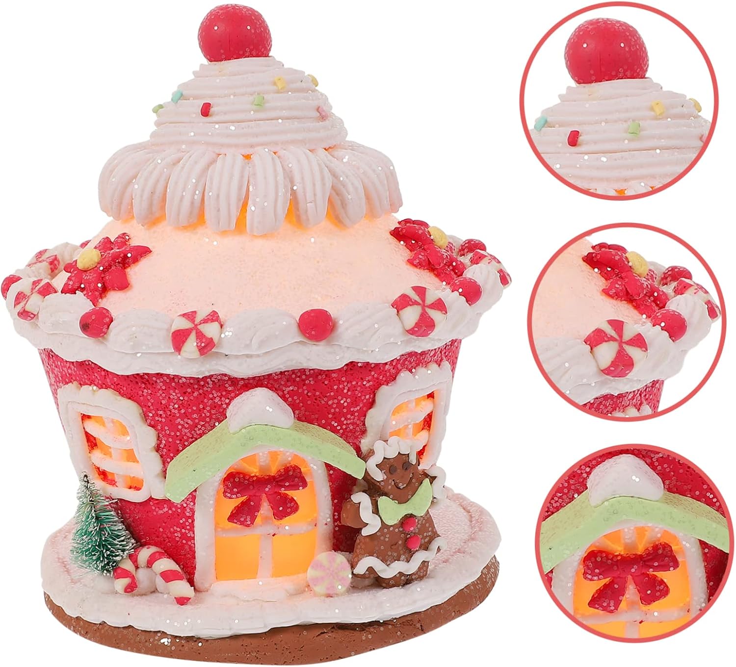 Cabilock Christmas Glowing Castle Ornament Resin Craft Decoration for Xmas Home Decor and Parties Festive Castle Design for Bedroom Kitchen and Living Room