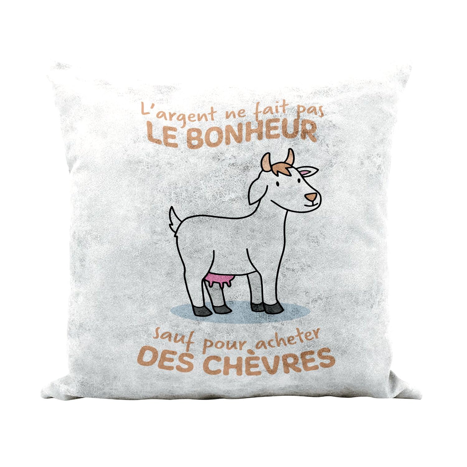 Coussin Chèvre en similicuir blanc 40x40 cm au toucher cuir élégant et finitions haut de gamme