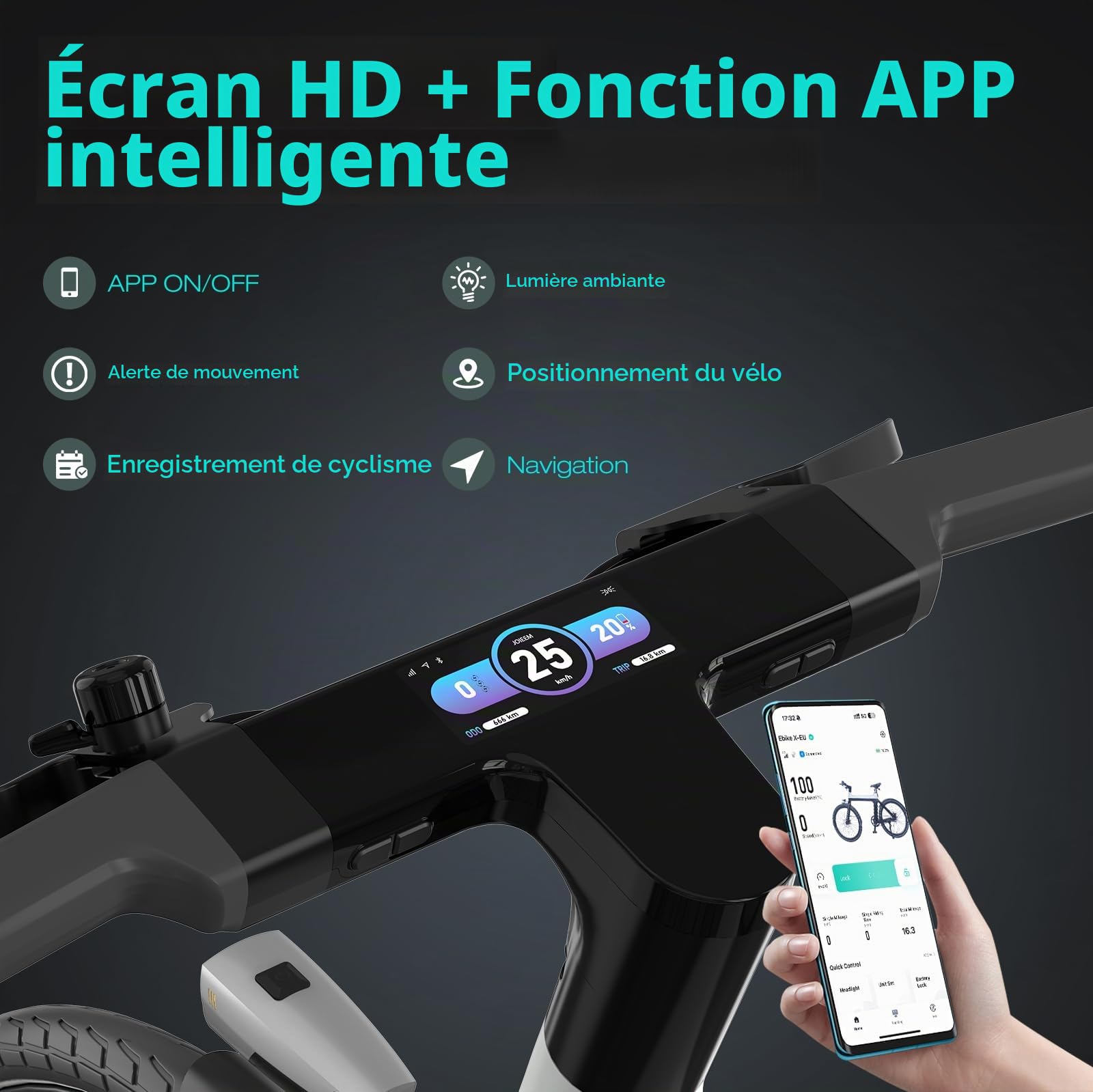 HITWAY Vélo Électrique EBIKE-X 250W Moteur – Autonomie 70km, GPS 4G Antivol, 345,6Wh Batterie IPX5 – Pneu 700×40C, Freins Hydrauliques
