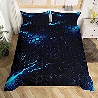 Vista 33 de Funda de edredón hexagonal verde estereoscópica de nido de abeja para niños, diseño geométrico de colmena, funda de edredón geométrica de panal