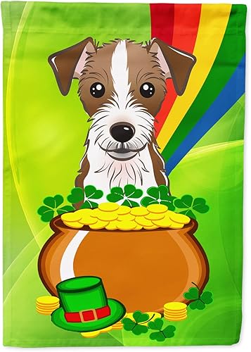 Miniatura 8 de Caroline's Treasures BB1964GF Bandera de jardín con diseño de bulldog inglés blanco del día de San Patricio, bandera decorativa para patio exterior,
