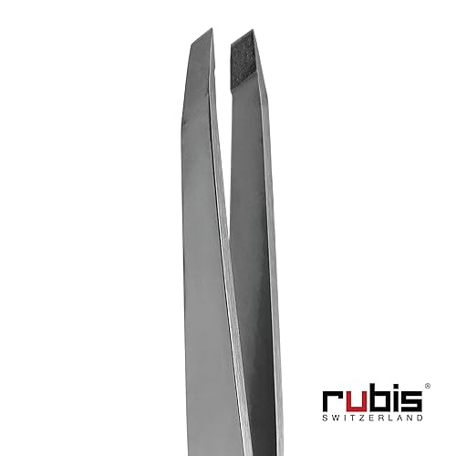 Miniatura 3 de Rubis Pinzas inclinadas de acero inoxidable con revestimiento de diamante para cejas y depilación precisa, colección de piedras preciosas, plata