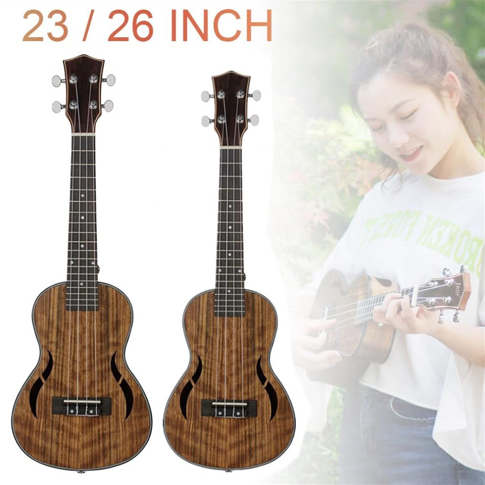 Ukulele koncertowe Początkujący Ukulele Ukulele 23/26 cale18 Fret Cztery Struny Saxophone Beginner Ukulele Guitar Koncert Tenor Ukulele Walnut Wood Hawaje Gitara (Size : 26 inches)