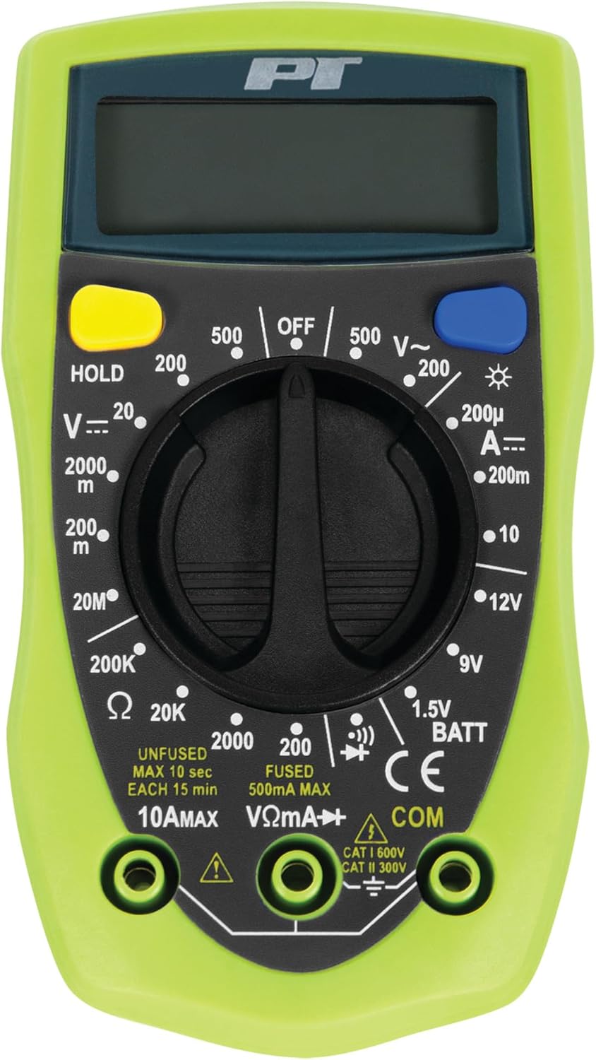 Performance Tool W2969 Compact Digital Multimeters , Electronic Amp Volt Ohm Voltage Meter/Multimeter with Diode and Continuity Tester, Backlight LCD Display (Green)