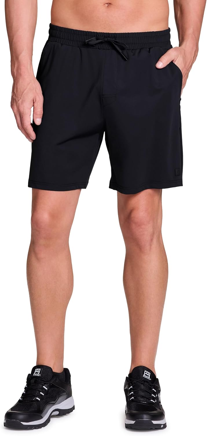 Avalanche Men's Hiking Short 7" Lightweight Woven Shorts with Pockets Elastic Waist Breathable Quick Dry Shorts for Workouts