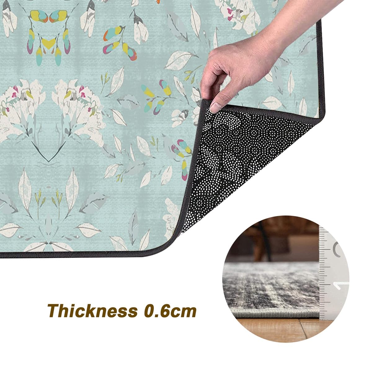 Tappeto Passatoia Lavabile Tropicale Verde Scuro - 70x500 Cm, Antiscivolo, Per Corridoio Ingresso