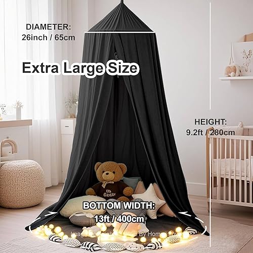 Vista 14 de Toldo de cama para niñas, toldo de princesa para cama de niñas, toldo de cuna para decoración de habitación de niños, toldo extragrande para niñas