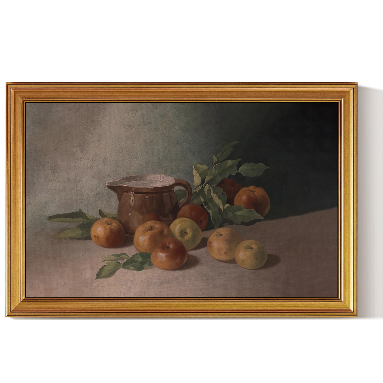 HUARCEY Gold Framed Vintage Wall Art for Living Room Harvest Apples Still Life Oil Painting Large Cottagecore Room Decor Picture Canvas Print Farmhouse Fruit Wall Decor Bedroom Kitchen Bathroom 24x36