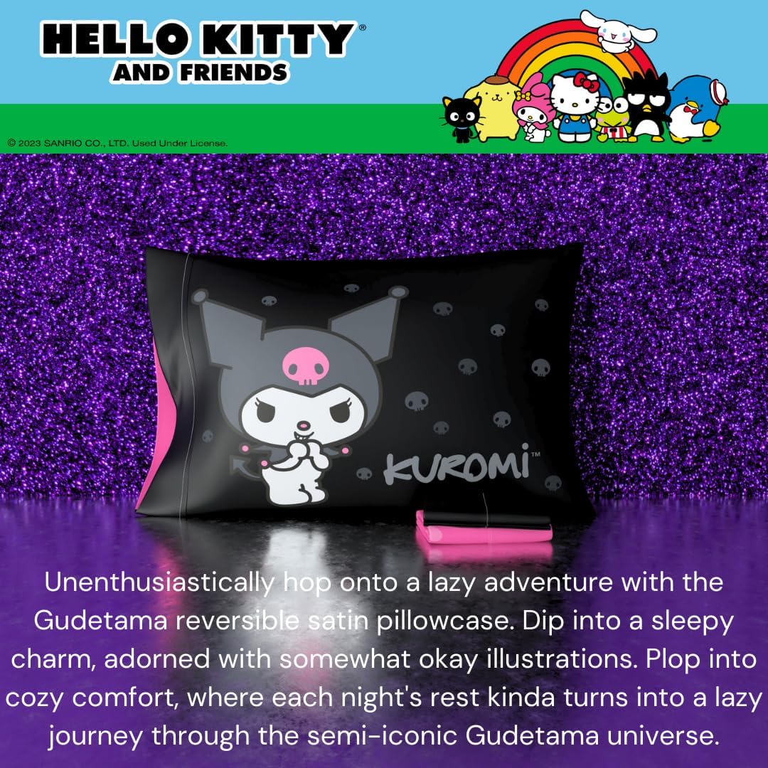 Franco Collectibles Hello Kitty & Friends My Melody & Kuromi Beauty Silky Satin Standard Reversible Pillowcase Cover 20x30 for Hair and Skin, (Officially Licensed Product) - Image 4