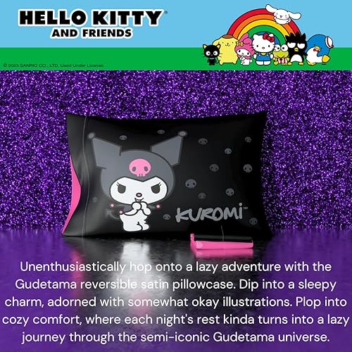 Miniatura 4 de Franco Collectibles Hello Kitty & Friends My Melody & Kuromi Beauty - Funda de almohada reversible estándar de satén sedoso, 20 x 30 pulgadas, para