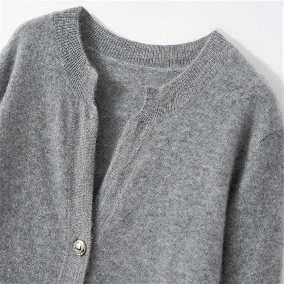 Women's Knitted Top 100% Cashmere V-Neck Long Sleeve Button Up Cardigan Office Lady Simple Style Knitwear Outerwear Clothes