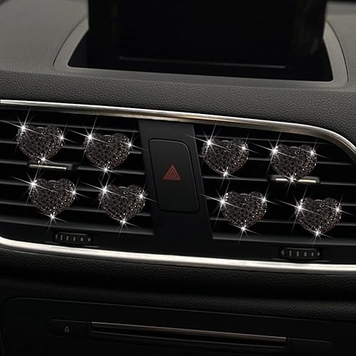 Miniatura 2 de 8 clips de ventilación con forma de corazón brillante, ambientadores de coche con forma de corazón de cristal, clips de ventilación para difusor de