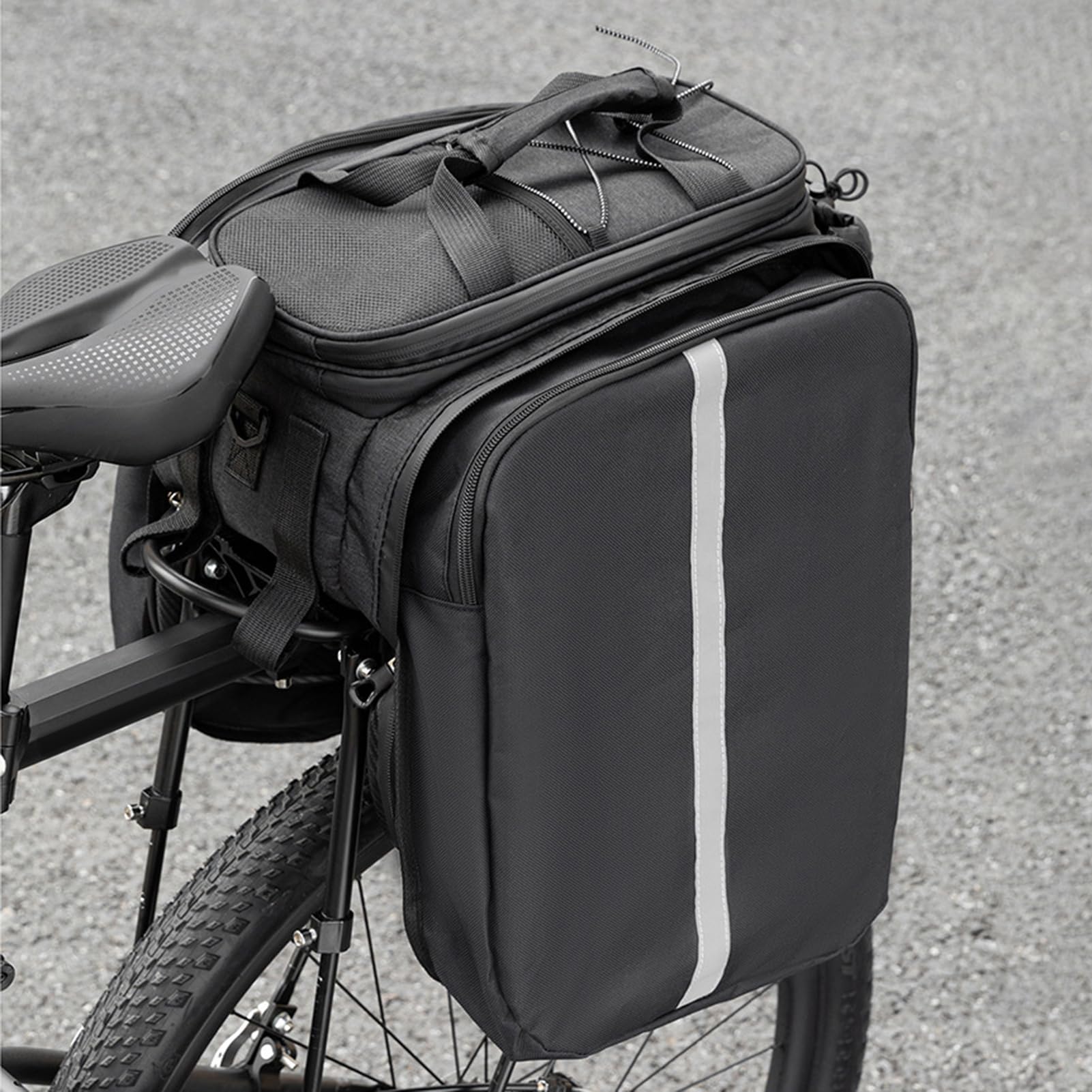 Borsa da bici per portapacchi posteriore Borsa da sella per bicicletta per mountain bike e viaggi - Portaoggetti per ciclismo di grande capacità non espandibile da 11 litri con (Nero 31L