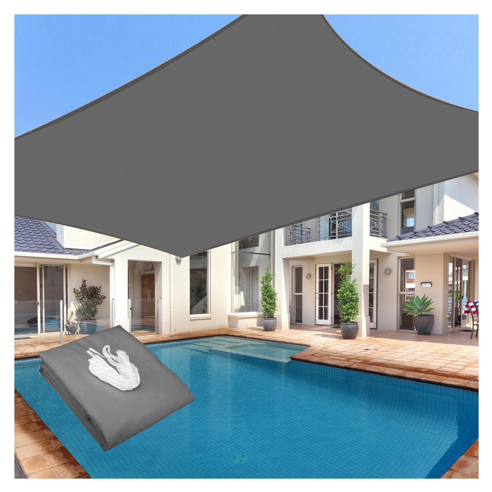 Auvent de terrasse imperméable toile sur mesure extérieure grise 5x6 m