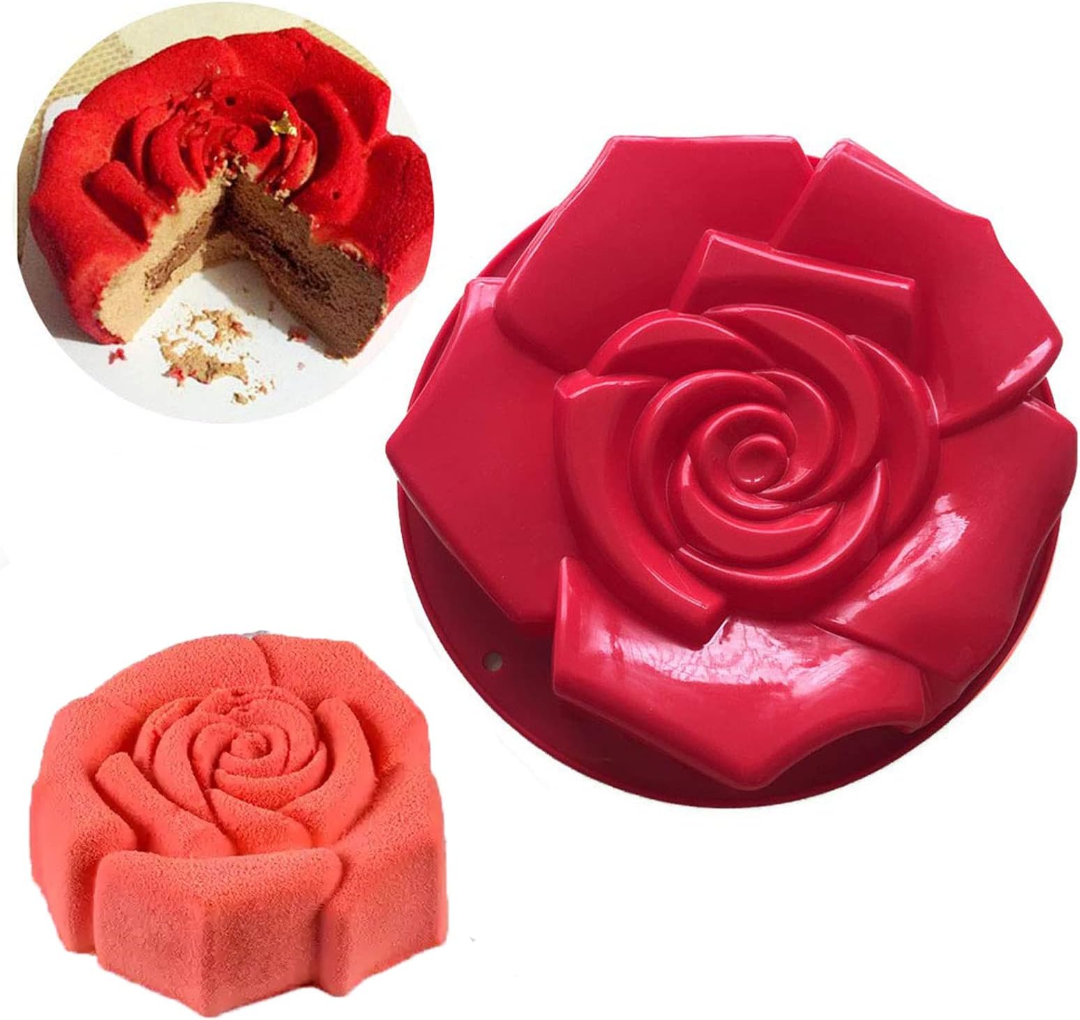 - Joyeee 11.8'' Rose Flower Cake Mold Pan, Silicone Baking Mold for Birthday Cake, Muffin, Bread, Pie, Flan, Tart, Mousse, Cheesecake - Non-Stick Baking Trays - Great For Parties, Holidays