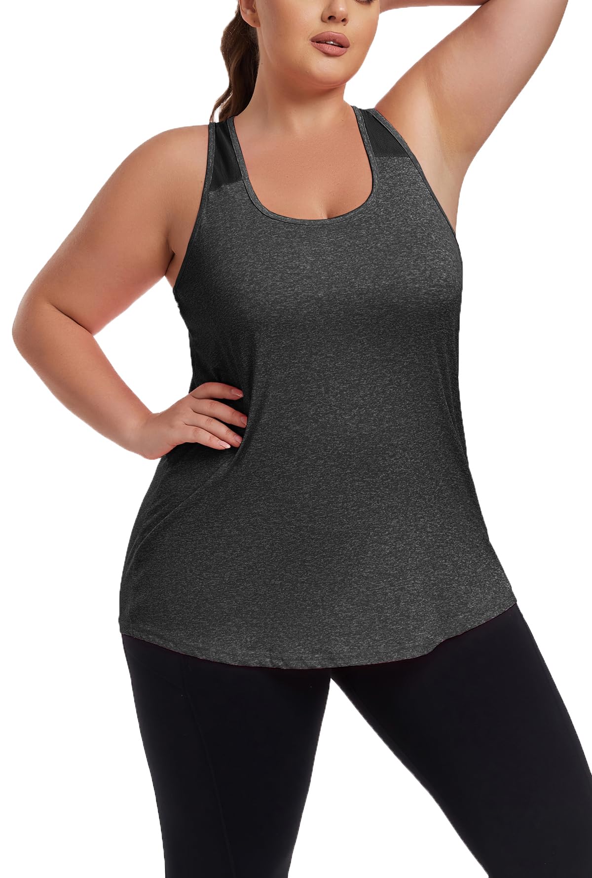 ForHailey Camiseta deportiva sin mangas para mujer, talla grande, con espalda cruzada