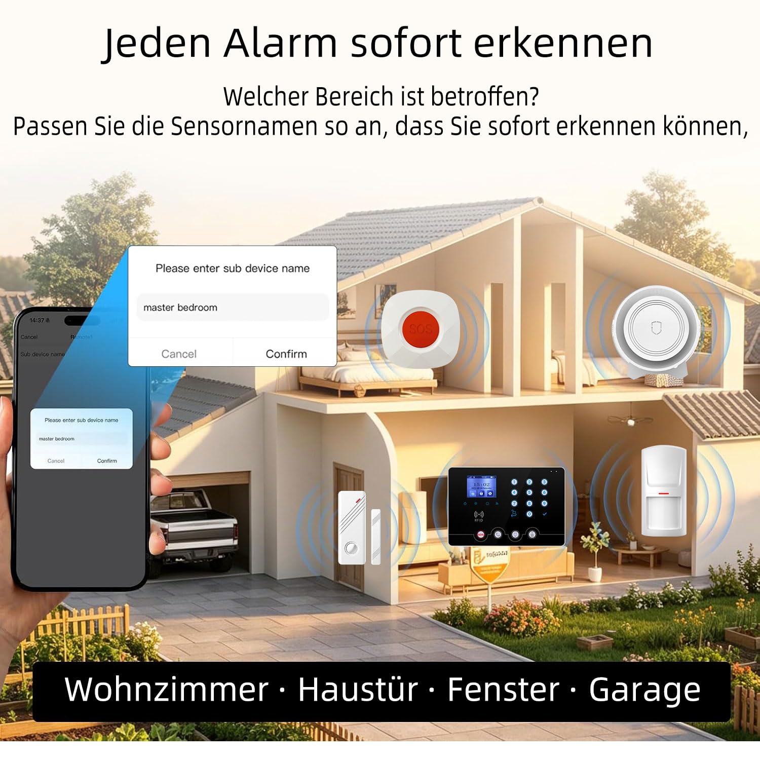 Wolf Guard W4Q-W03 WiFi + 4G Wireless Home Einbrecher Alarmanlage Kit Tuya Smartlife APP, mit Sirene Fenster Türsensor Bewegungsmelder RFID, Deutsch (schwarz W4Q)