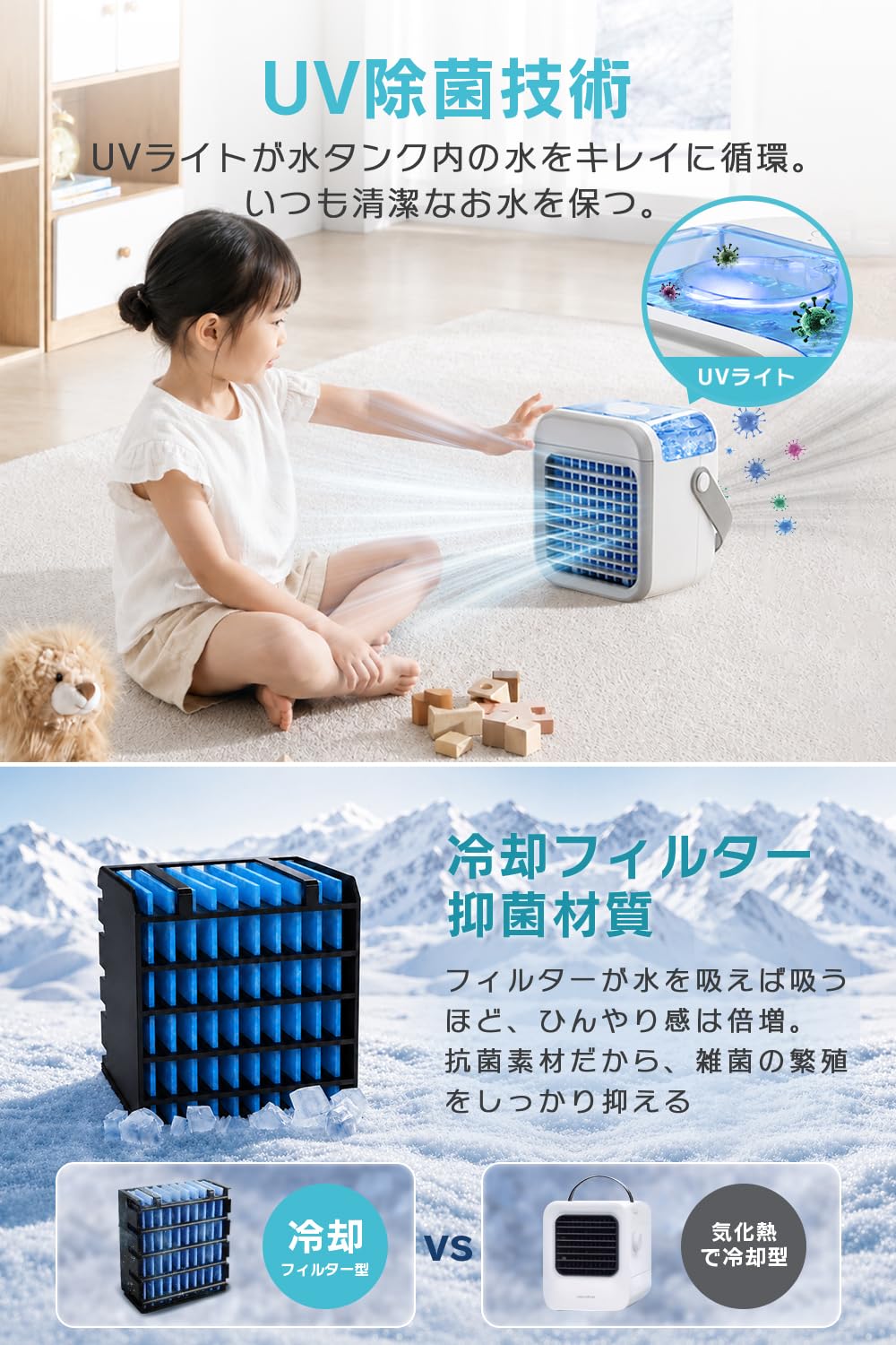 Amazon | 冷風機 冷風扇 強力送風 【2026夏革新版&瞬間冷却&UV除菌