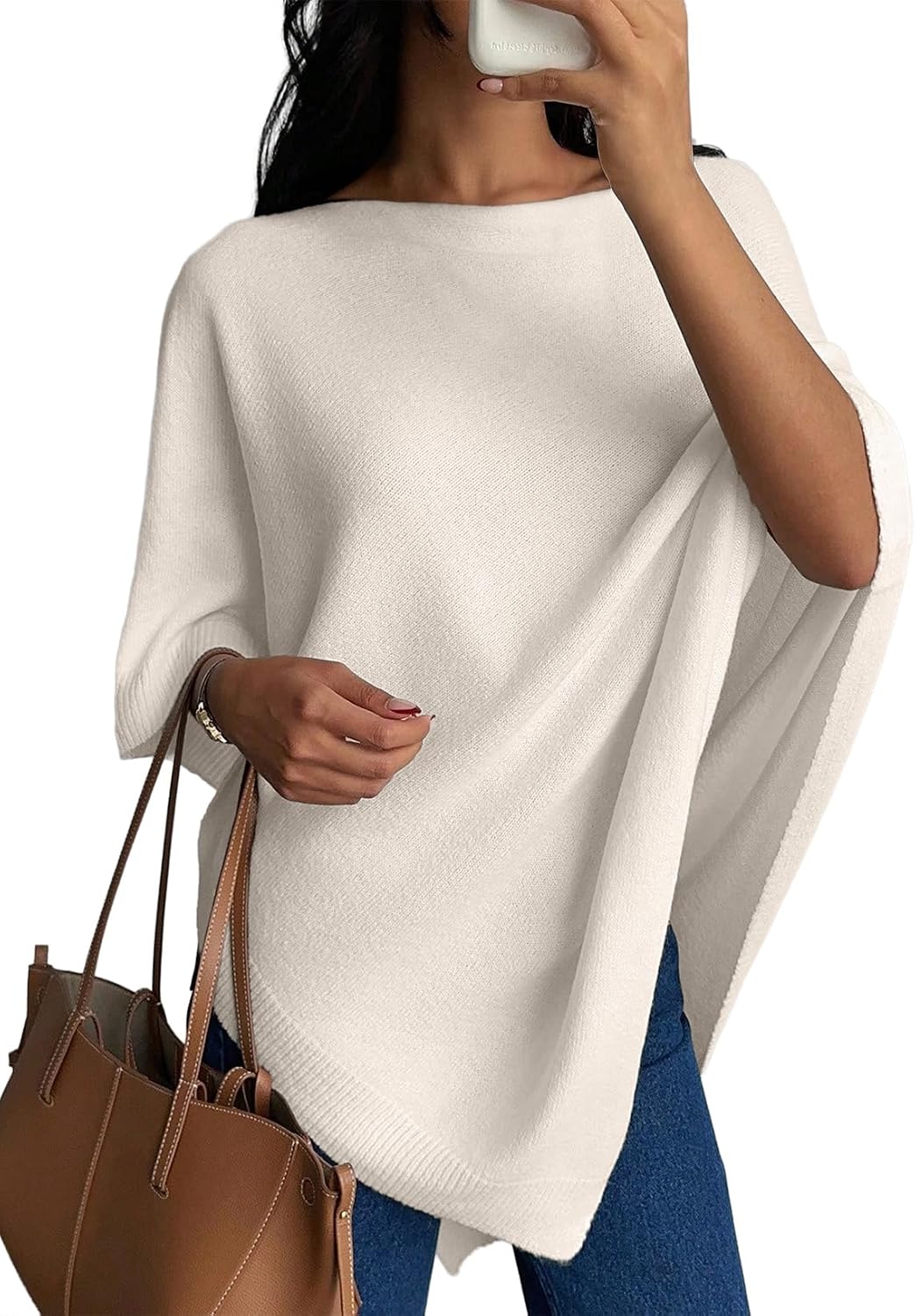 SHEWIN Womens Sweaters Elegant Knit Poncho Lightweight Asymmetry Shawl Wraps Fall Outfits for Women 2026