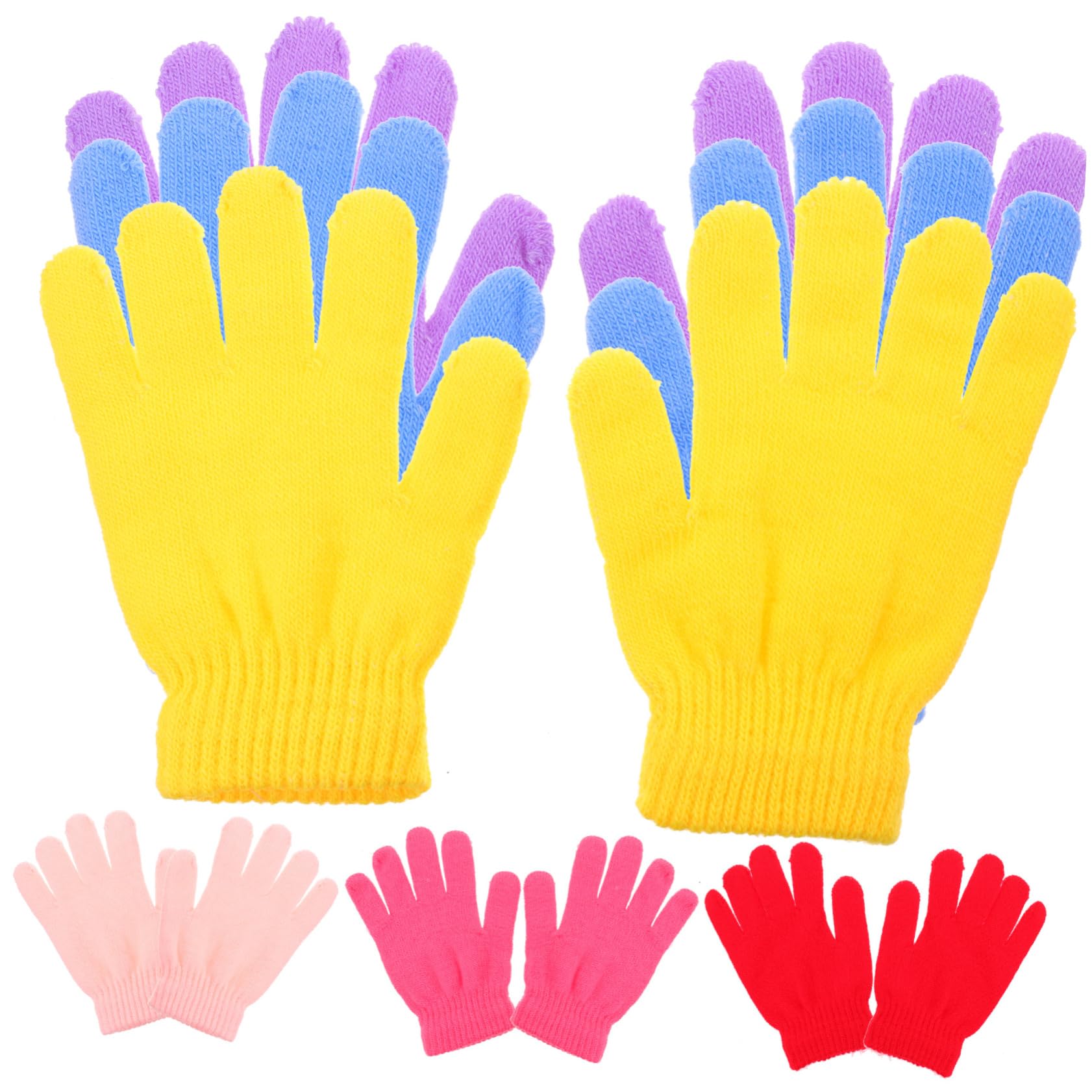 PartyKindom 6 Pairs Boys and Girls Mittens Thickened Fleece Warm Gloves Non-skid Mittens for Winter Outdoor Use