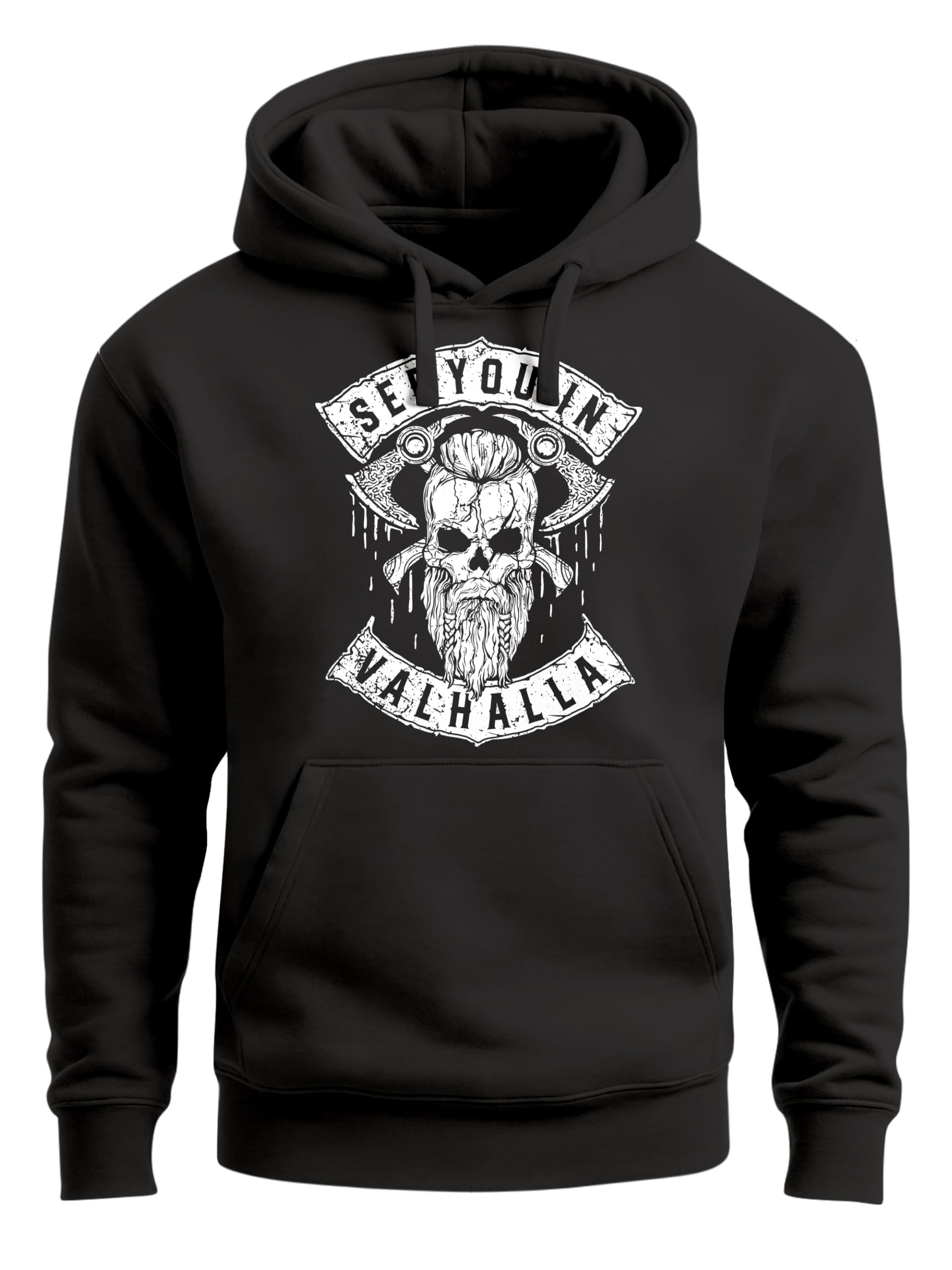 Pull à capuche homme Valhalla Neverless imprimé crâne Odin style Viking - 8