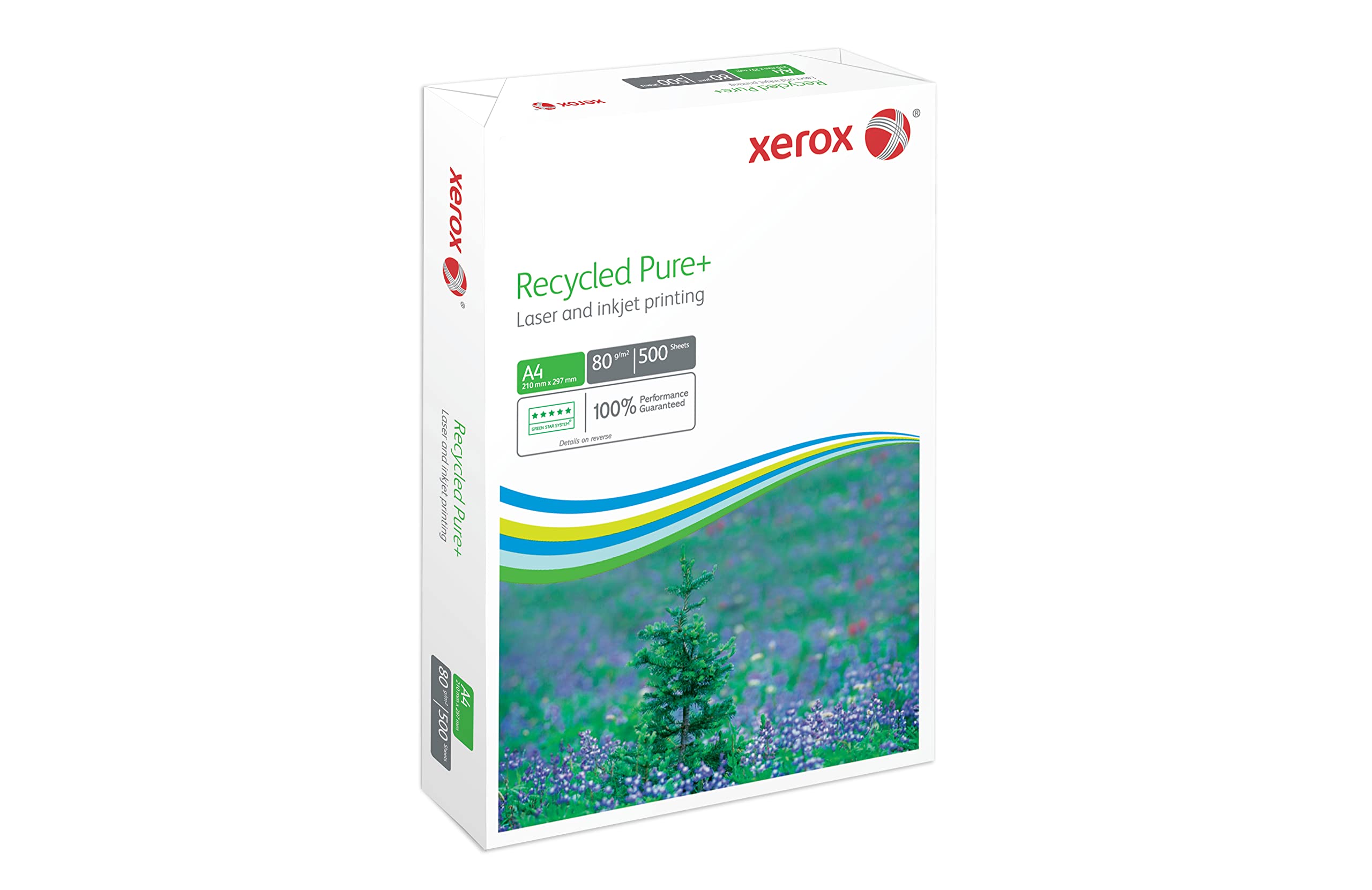 Xerox Recycled Pure+ Papier 003R98756 - DIN A4 80 g/m² - Kopierpapier für Laserdrucker und Kopierer - aus 100% Altpapier - 5er-Pack mit 2500 Blatt - weiß - Blauer Engel zertifiziert