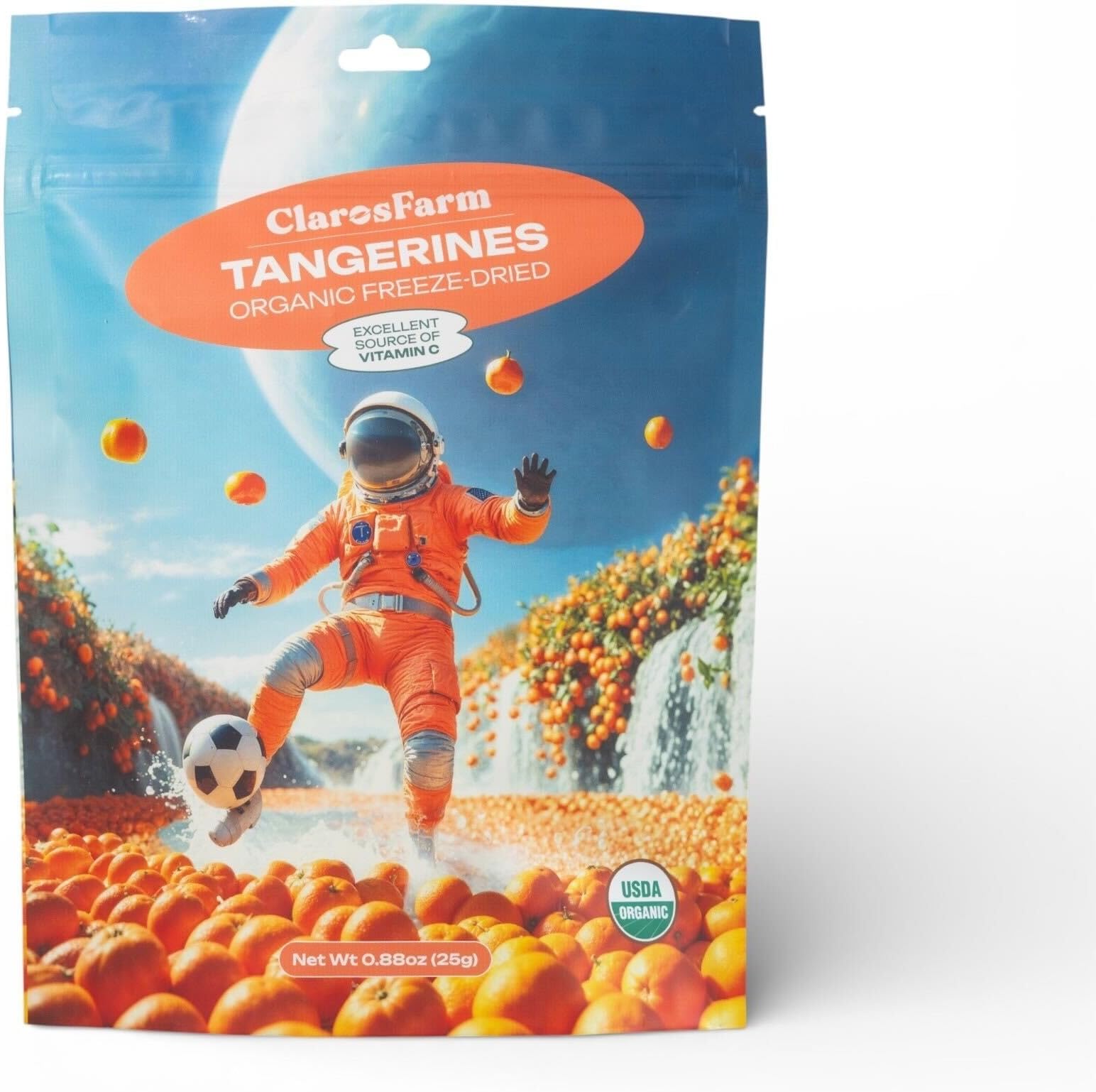 - Claros Farm Organic Freeze-Dried Tangerines (25g) โ Single-Ingredient, Resealable Dried Fruit Snacks w/No Sugar Added โ Vegan, Gluten-Free, & Organic Fruit Snacks for Kids, Travel, & Baking
