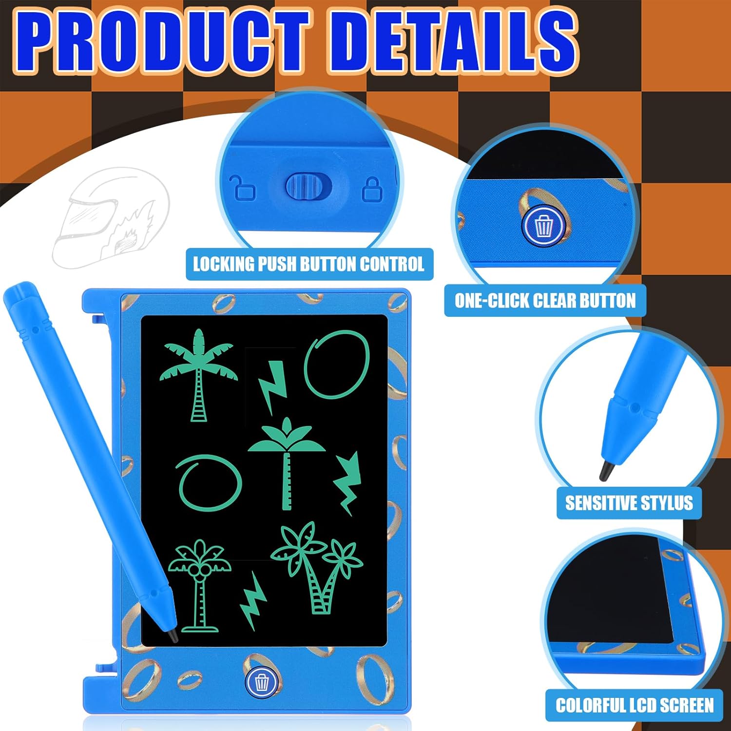 Nezyo 24 Pcs Kids Party Favors, Blue and Golden Ring LCD Writing Tablet for Kids 4.6'' Mini Erasable Reusable Drawing Pads Cartoon Birthday Party Supplies Goodie Bags Stuffers