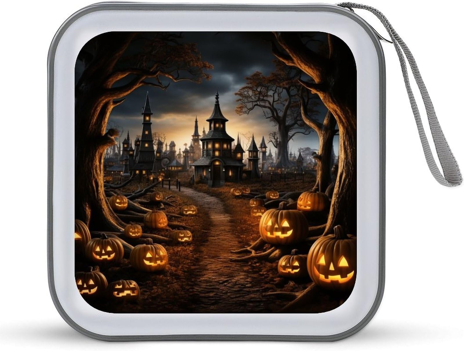 CD Case, 40 Capacity CD/DVD Storage Case, Portable DVD Hard Plastic Case Holder, CD Organizer book Disc Cases Storage Binder for Car Home Office Travel - Halloween Castle