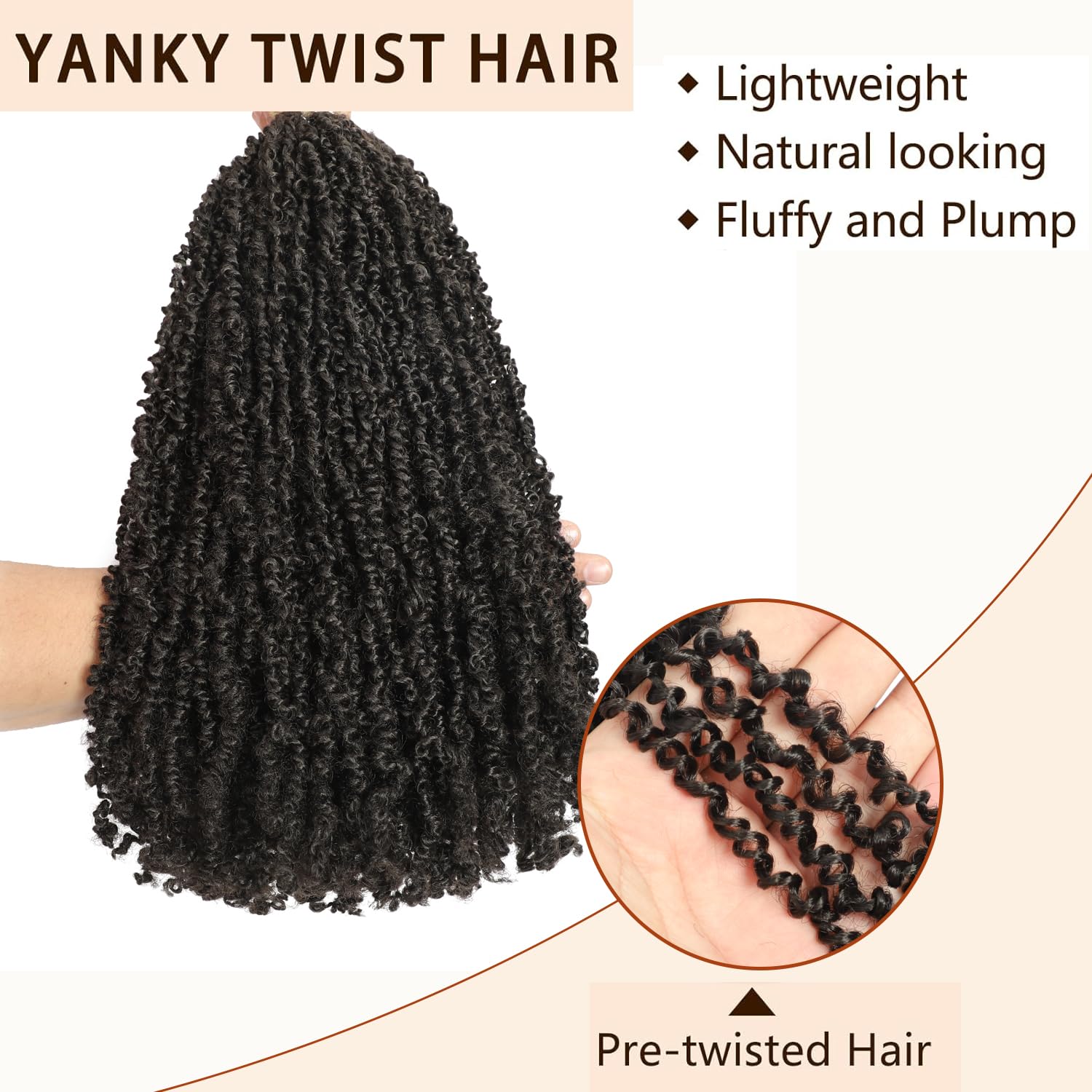 10 Packs Yanky Twist Crochet Hair 16 Inch Pre-twisted Natural Black Kinky Mini Spring Small Curly Senegalese Twist Braids Yankee (4#(Brown) - Image 4