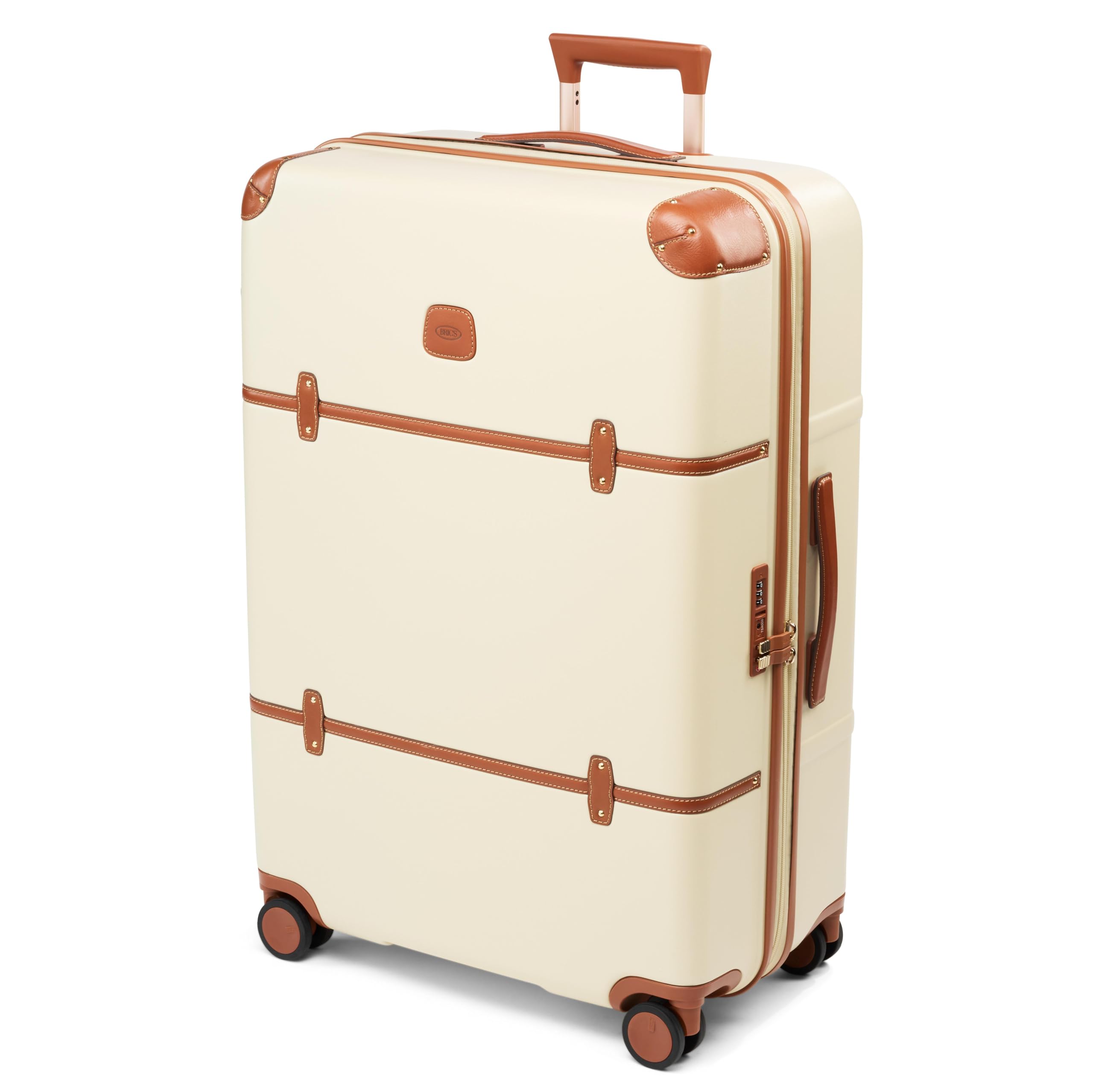 Bric's Bellagio 3.0 Spinner Trunk- Luxury Hardshell Check In Luggage with Large Wheels, Telescopic Handle, Leather Detailing - Expandable Rolling