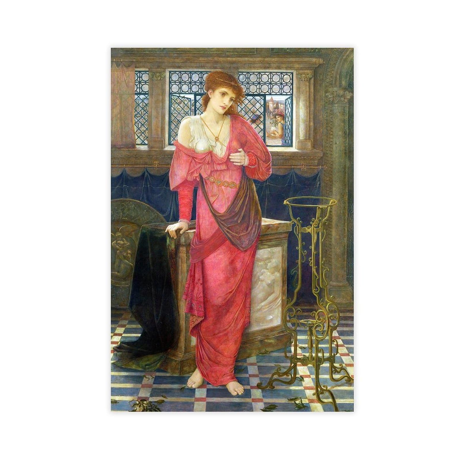 ANFOTCM John Melhuish Strudwick, Isabella I Garnek Bazylii, obraz na płótnie, plakat na ścianę, dekoracja domu, szkoły, biura, 40 x 60 cm, 16 x 24 cale