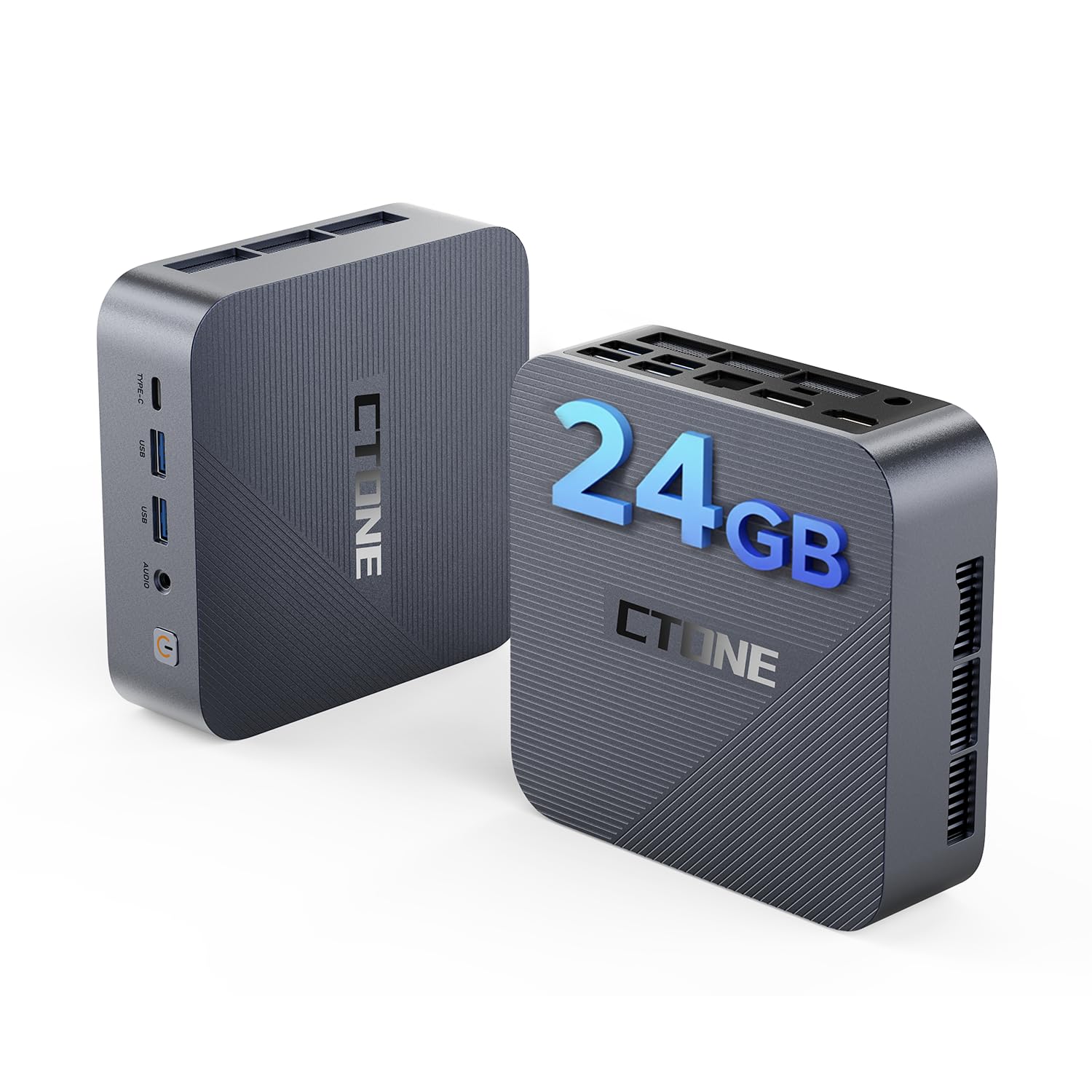 CTONE Mini PC i5-12450H, 24GB RAM, 512GB SSD, Triple 4K Display | KI-Office leicht gemacht – 8 Kerne, bis 4,4 GHz und 24 GB LPDDR5 für KI-Tools, Automatisierung und flüssiges Multitasking.