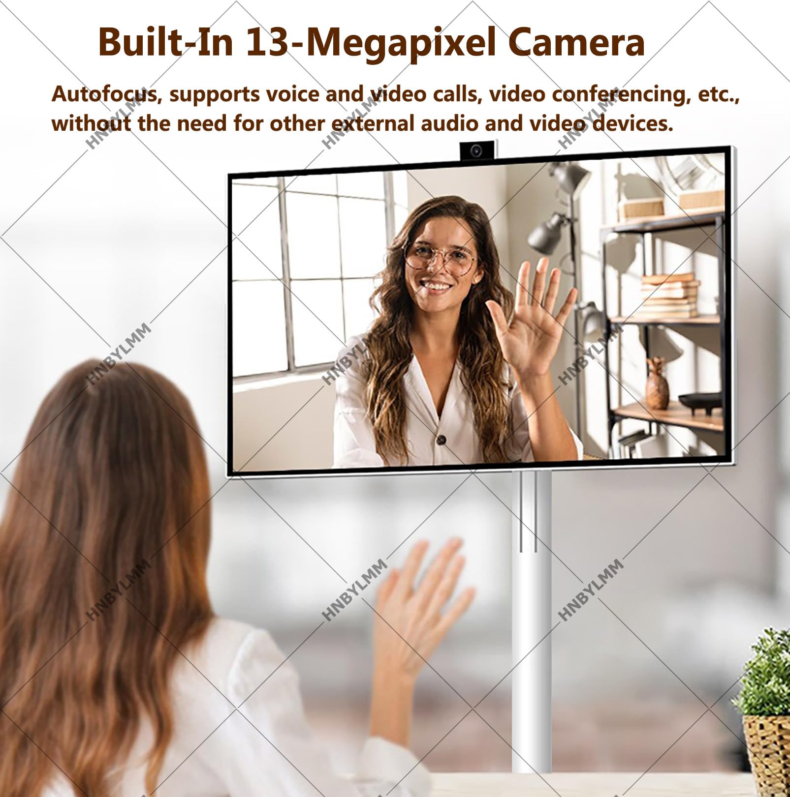 Téléviseur Portable 27", écran Tactile HD 1080p sur roulettes, Tablette TV sur Pied avec Android 15, 6 Go + 128 Go, Wi-FI 2,4/5 GHz, Bluetooth 5.0, pour la Maison, Les Camping-Cars Grey