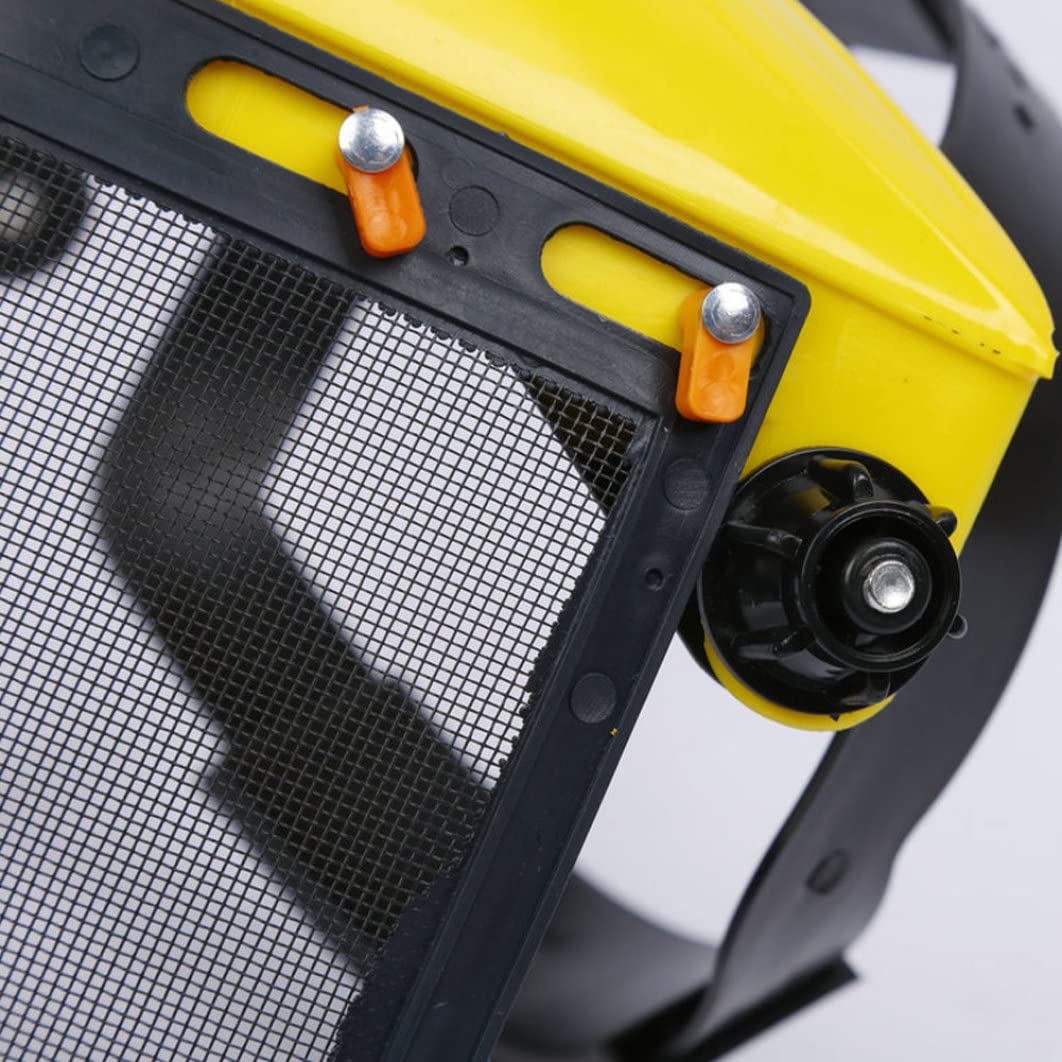 Visera de seguridad de malla amarilla para casco cortacésped forestal