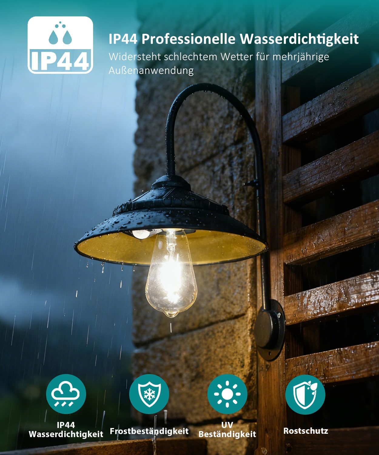Metall Solarlampen für Außen Garten mit Bewegungsmelder 3 Modi Schwarz | Wasserdichte Vintage Deko mit LED Solarleuchten, Scheune Lampe, Wandleuchte für Garten Balkon Terrasse, Geburtstagsgeschenke