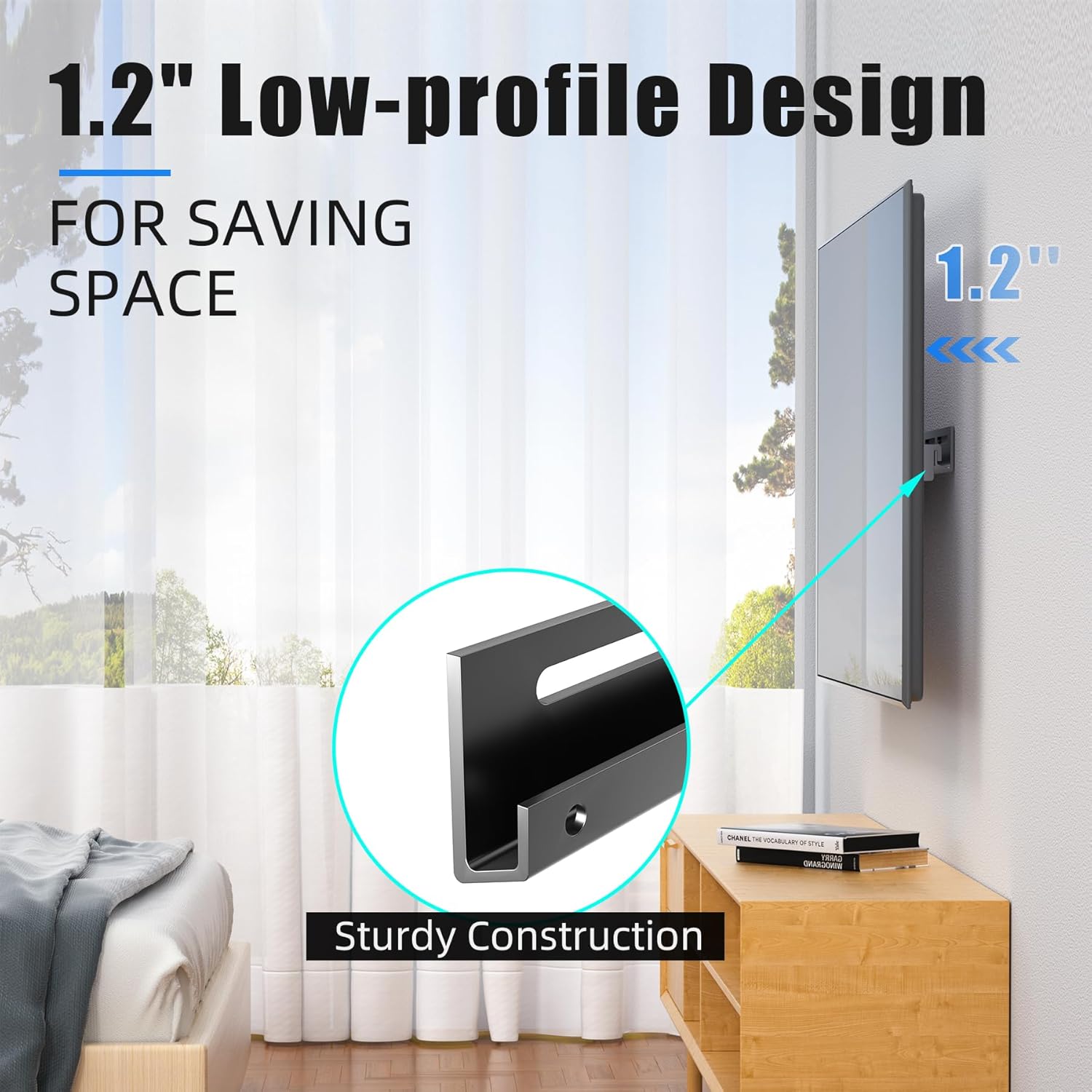 No Stud TV Wall Mount for 32-75 Inch TVs, Drywall Studless TV Wall Mount, TVs Drywall Mounting Load Up to 150 Lbs, Low Profile, VESA 100x100mm to 600x400mm, Easy to Install