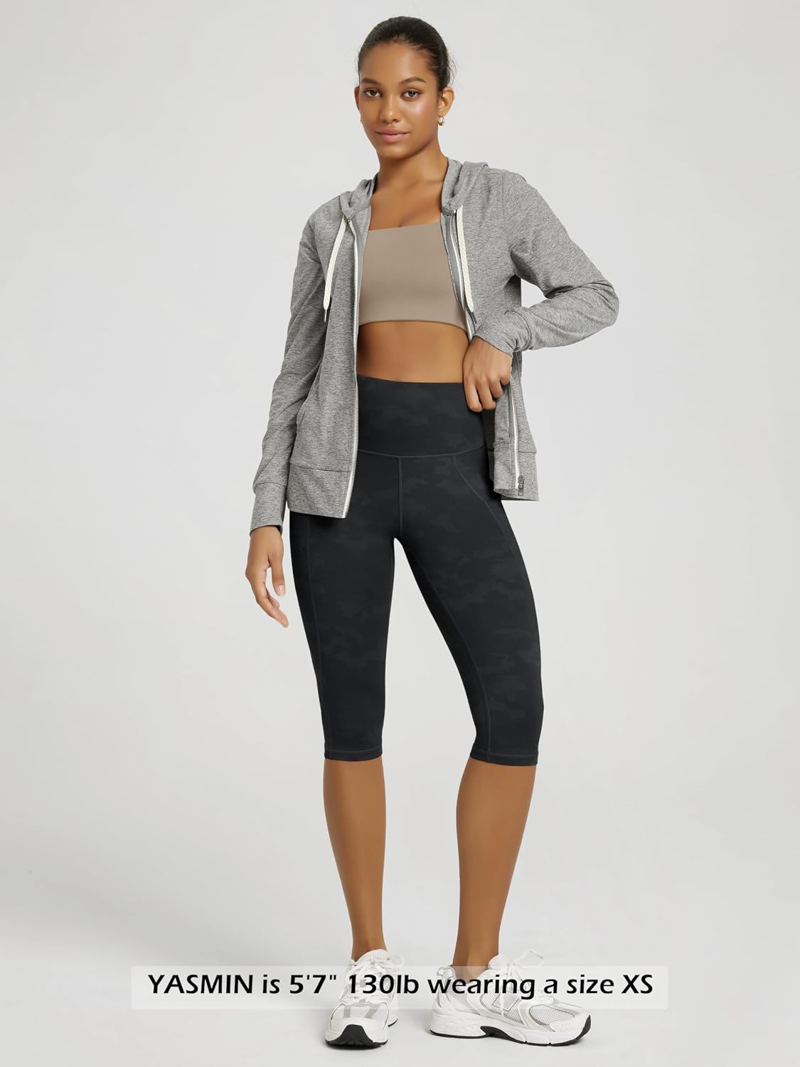 ODODOS Women's High Waisted Yoga Capris with Pockets, Tummy Control Non See Through Workout Athletic Running Capri Leggings thumbnail