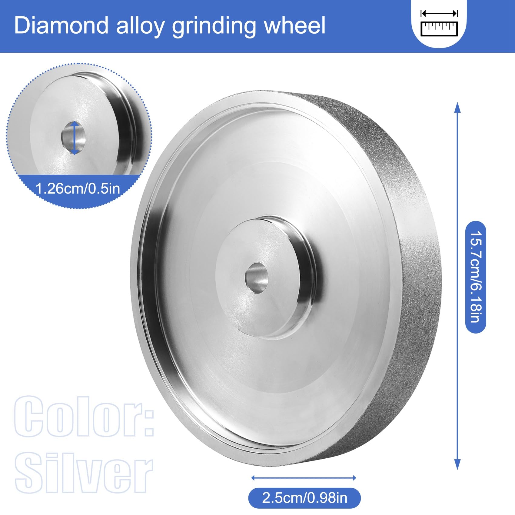 Jkjhbhged, 6Inch Dia x 1Inch Wide, with 1/2Inch Arbor, Diamond Grinding Wheel for Sharpening HSS, 240 Grit